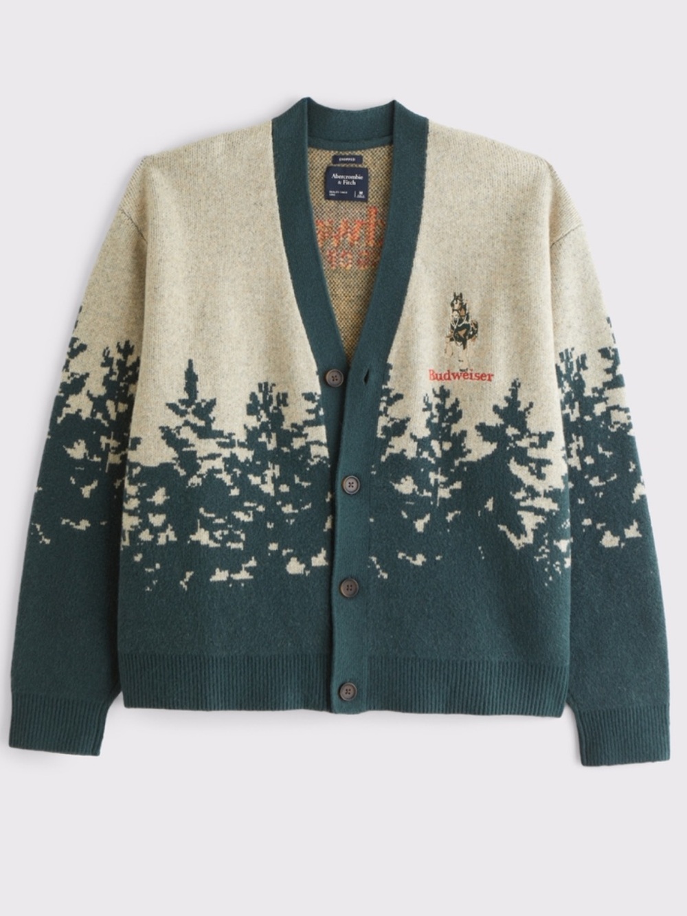 Abercrombie & Fitch Taupe and Dark Green Crewneck Sweater - Picture 2 of 5